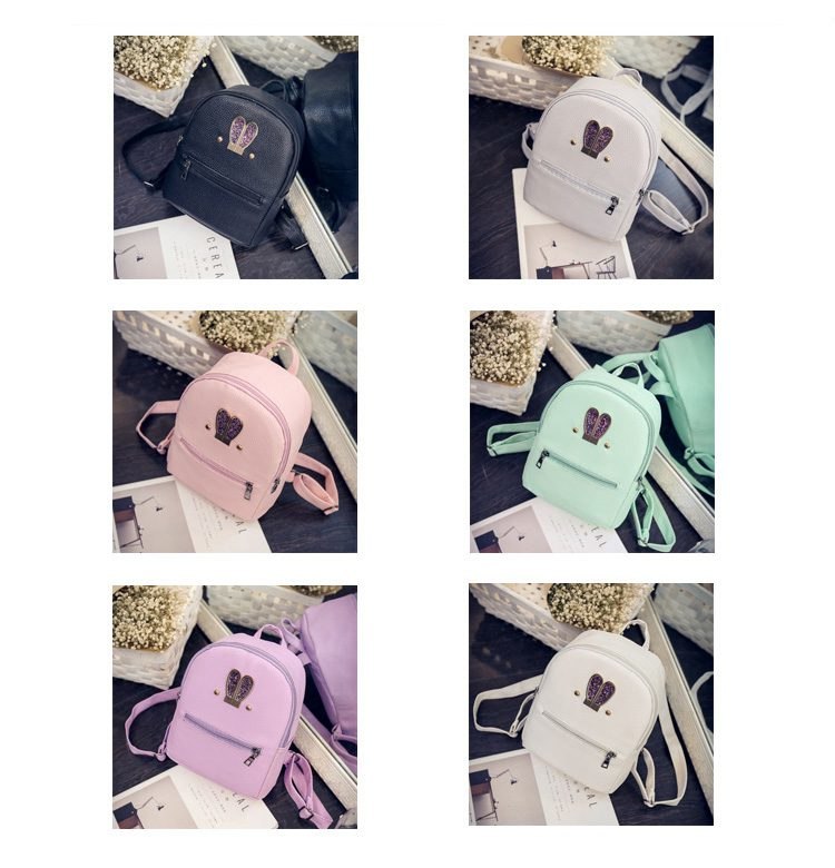 Fashion New backpack High quality PU leather Women bag Sweet girl mini shoulder bag Cute rabbit ear Sequins small backpack F-20 2