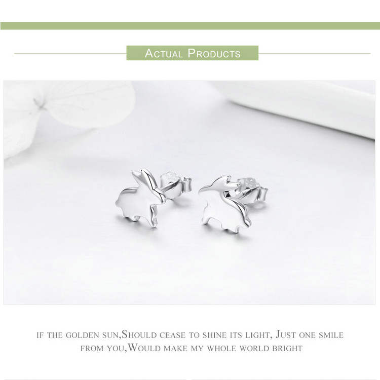 WOSTU HOT SALE 925 Sterling Silver Lovely Rabbit Animal Stud Earrings for Women Girl Silver Fine Jewelry Brincos Gift CQE294 17