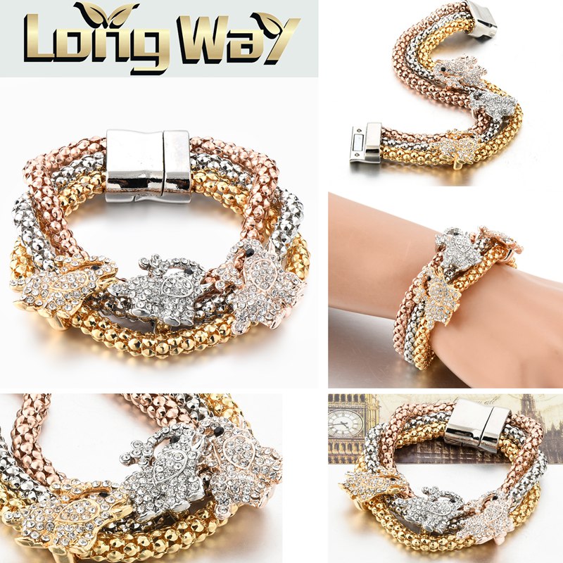 CHICVIE Good Quality Couple Crystal Bracelet & Bangle for Women Jewelry Bijouterie Gold Color Rabbit Charm Bracelets SBR160370 14