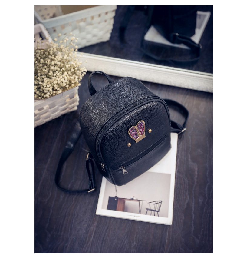 Fashion New backpack High quality PU leather Women bag Sweet girl mini shoulder bag Cute rabbit ear Sequins small backpack F-20 16